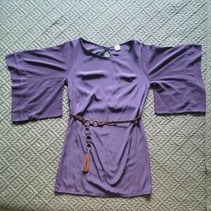 i.ner Asian-inspired Belted Shift Mini Dress